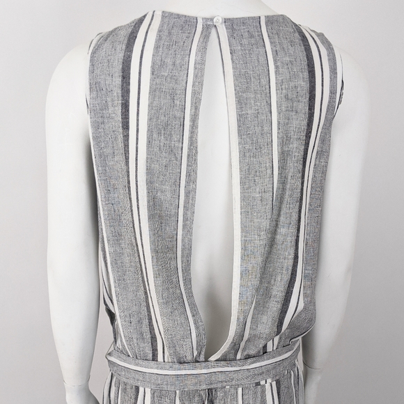 Cloth & Stone Linen Stripe Jumpsuit NEW L Gray - Picture 6 of 15